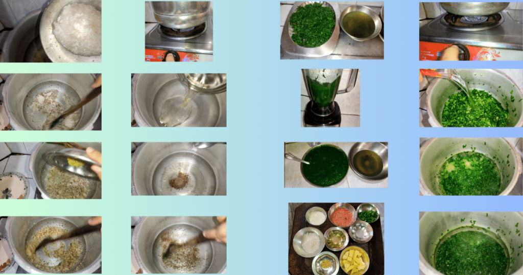 Stage 1 of Aloo Palak (Spinach Potatoes) Recipe