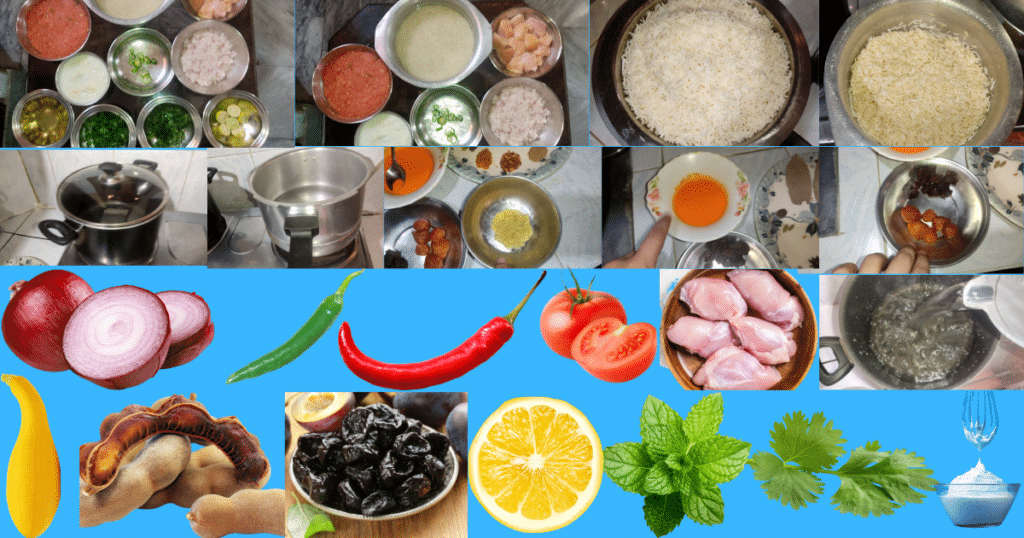 The ingredients that we used in biryani recipe